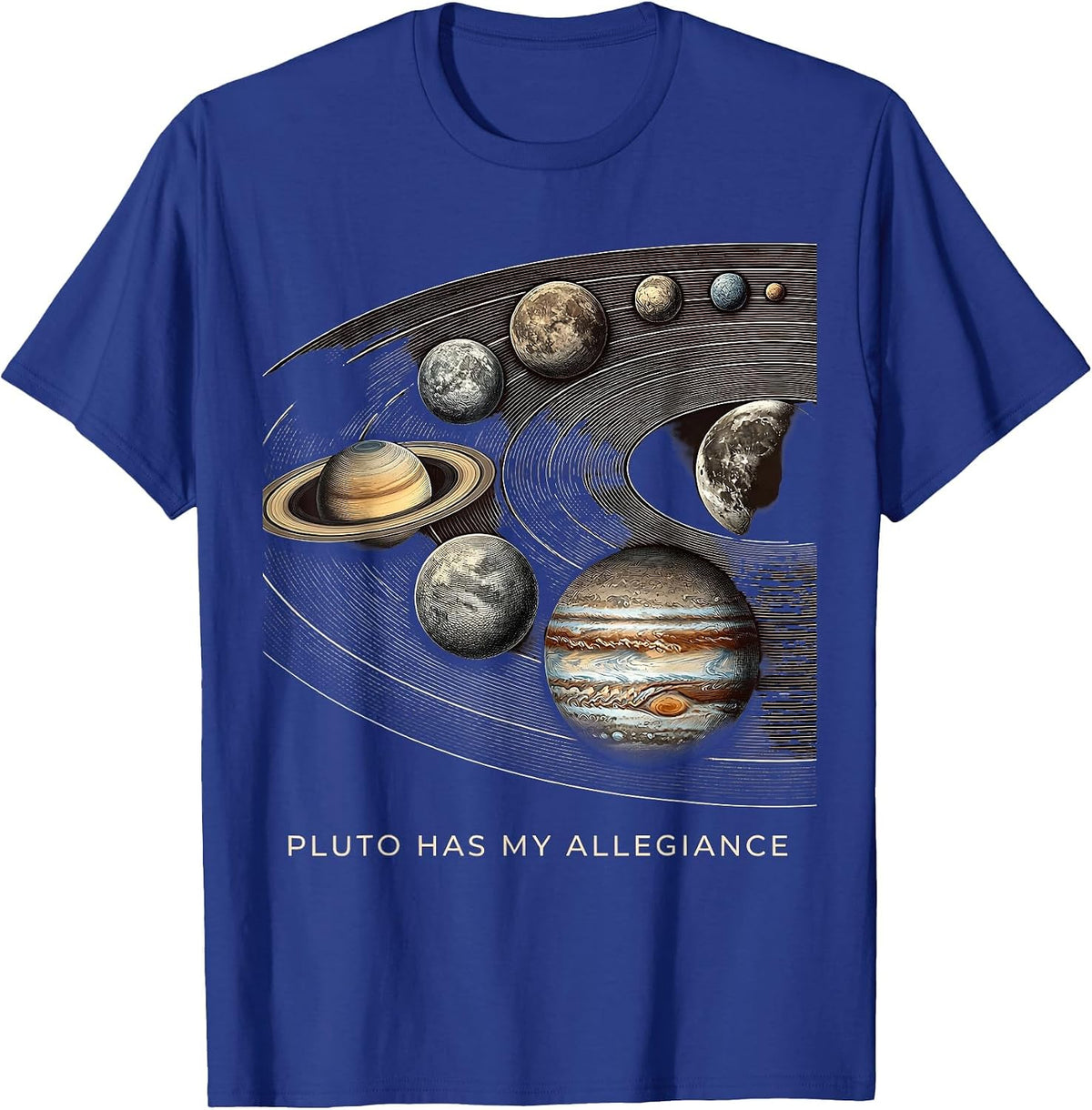 Men's Pluto Has My Allegiance Funny Solar System Space Humor T-Shirt - Royal Blue