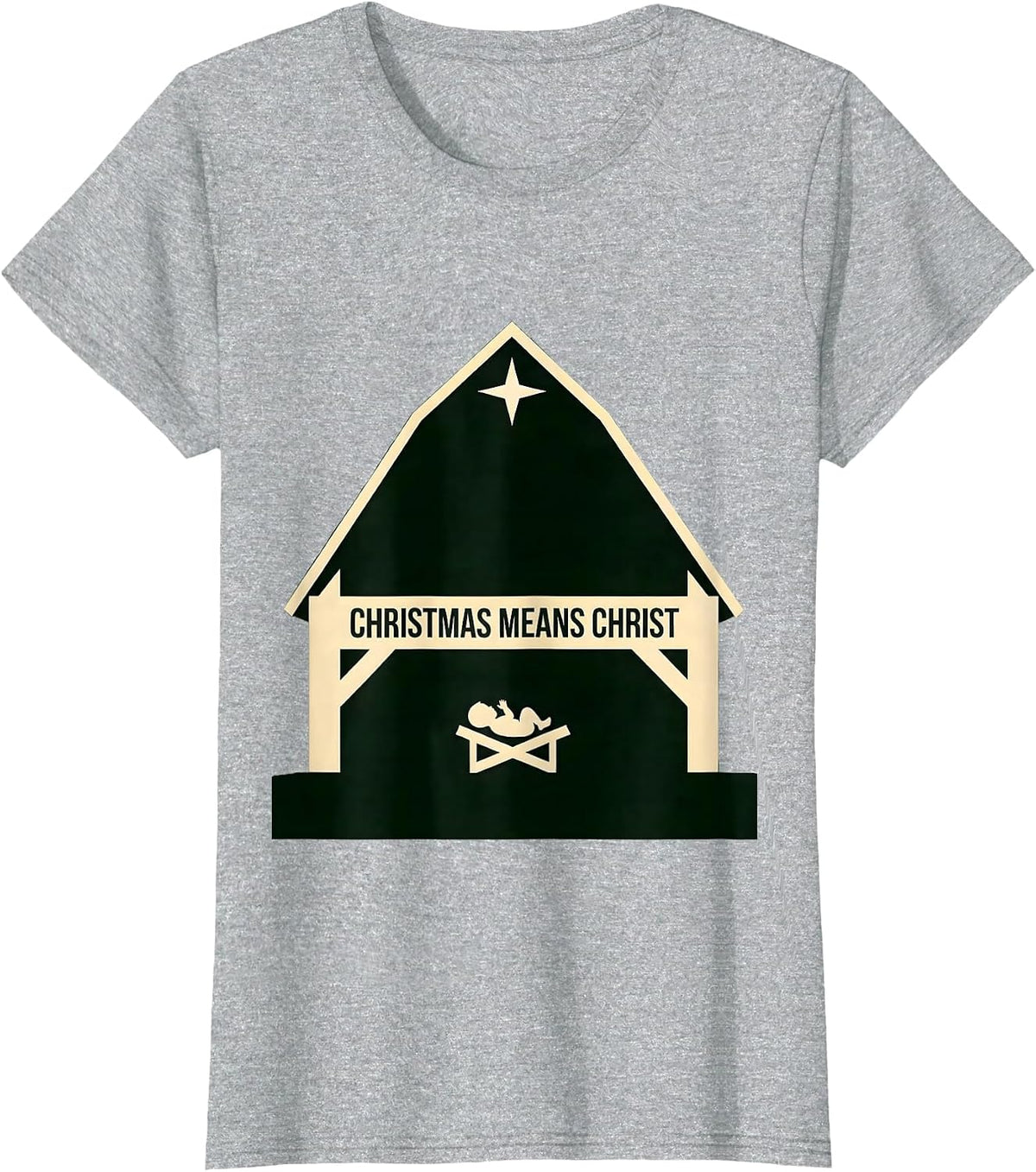 Women's Christmas Means Christ Silhouette Christian Faith Tribute T-Shirt - Heather Grey