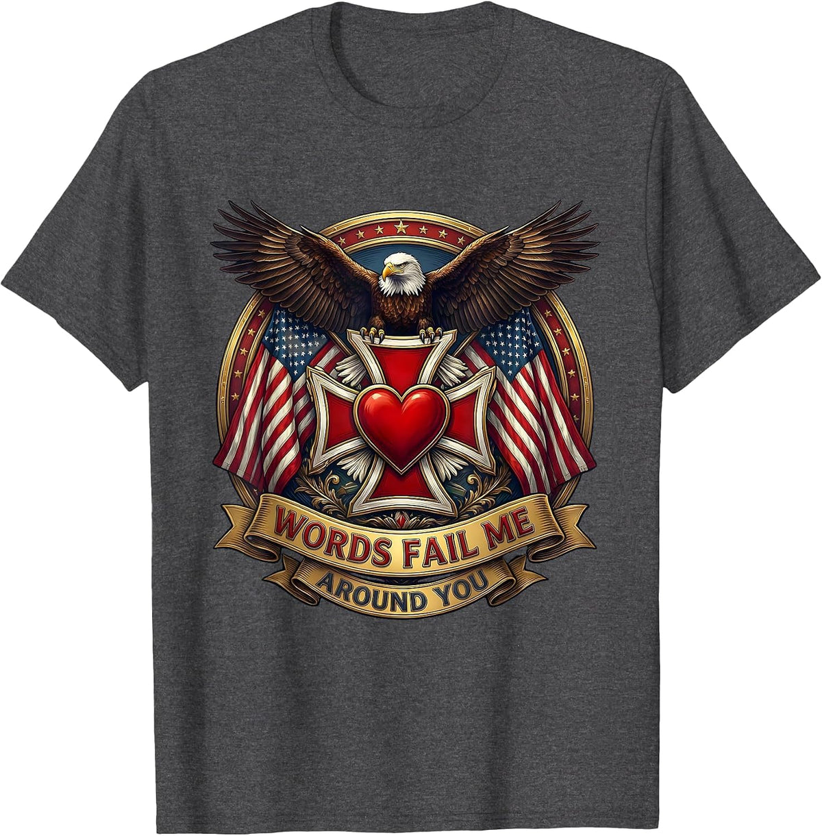 Men's I Just Cant Flirt Words Fail Me Around You T-Shirt - Dark Heather Grey
