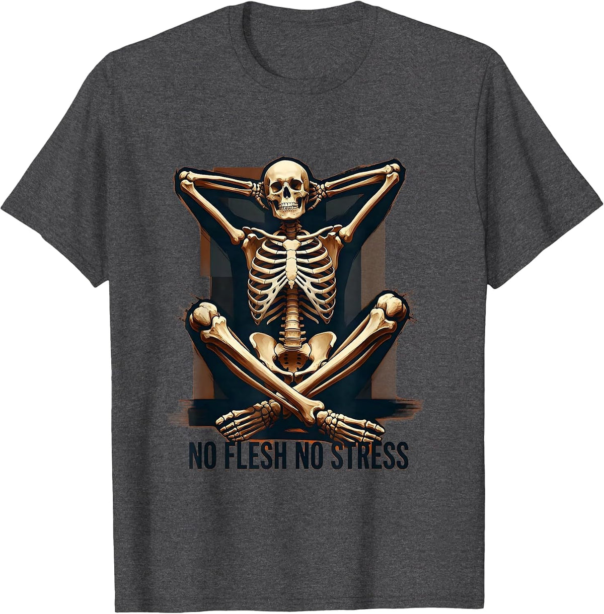 No Flesh No Stress Vegan Lifestyle Design T-Shirt - Dark Heather Grey