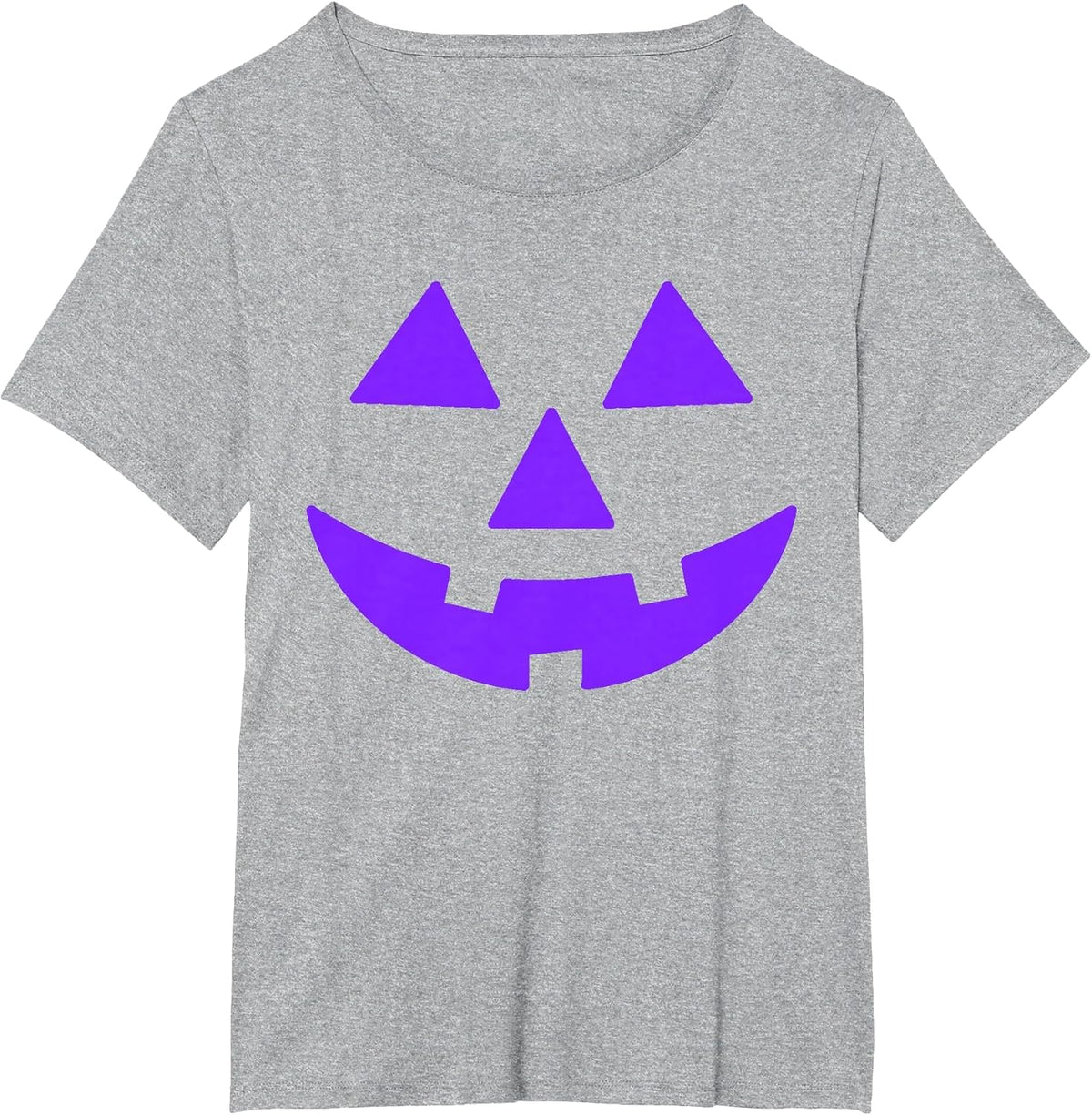 Jack O Lantern Scary Carved Pumpkin Face Halloween Purple T-Shirt - Heather Grey