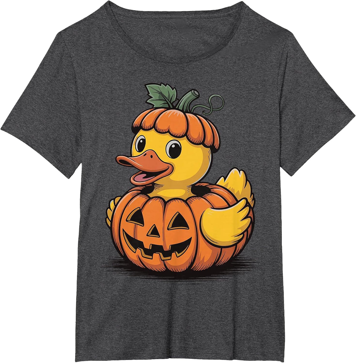 Rubber Duck Pumpkin Halloween T-Shirt - Dark Heather Grey