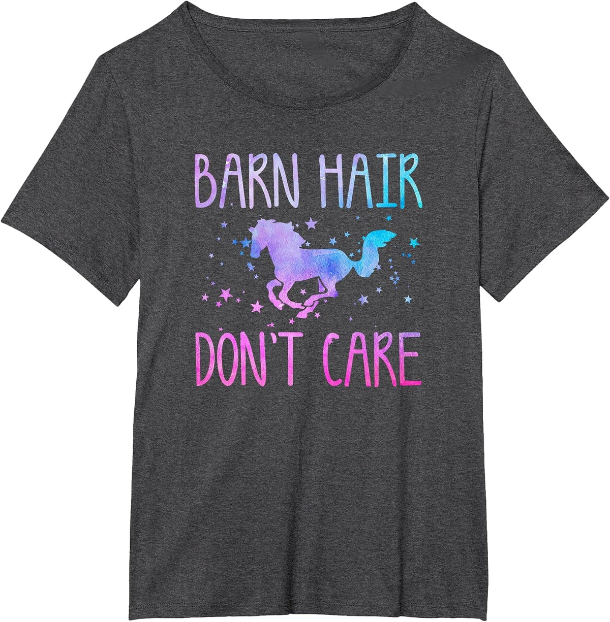 Barn Hair Don't Care Funny Horse Equestrian Rider Joke Quote T-Shirt - Dark Heather Grey