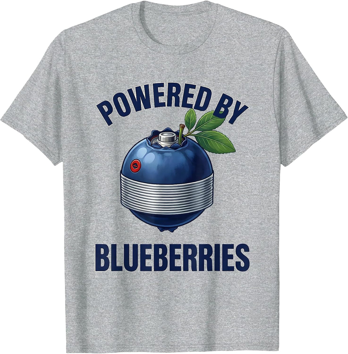 Men's Powered by Blueberries Red White and Blue Design T-Shirt - Heather Grey
