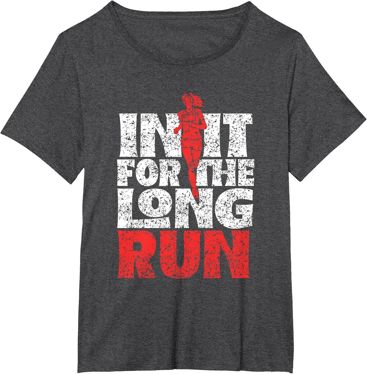 in It for The Long Run Runner Jogger Jogging Running T-Shirt - Dark Heather Grey