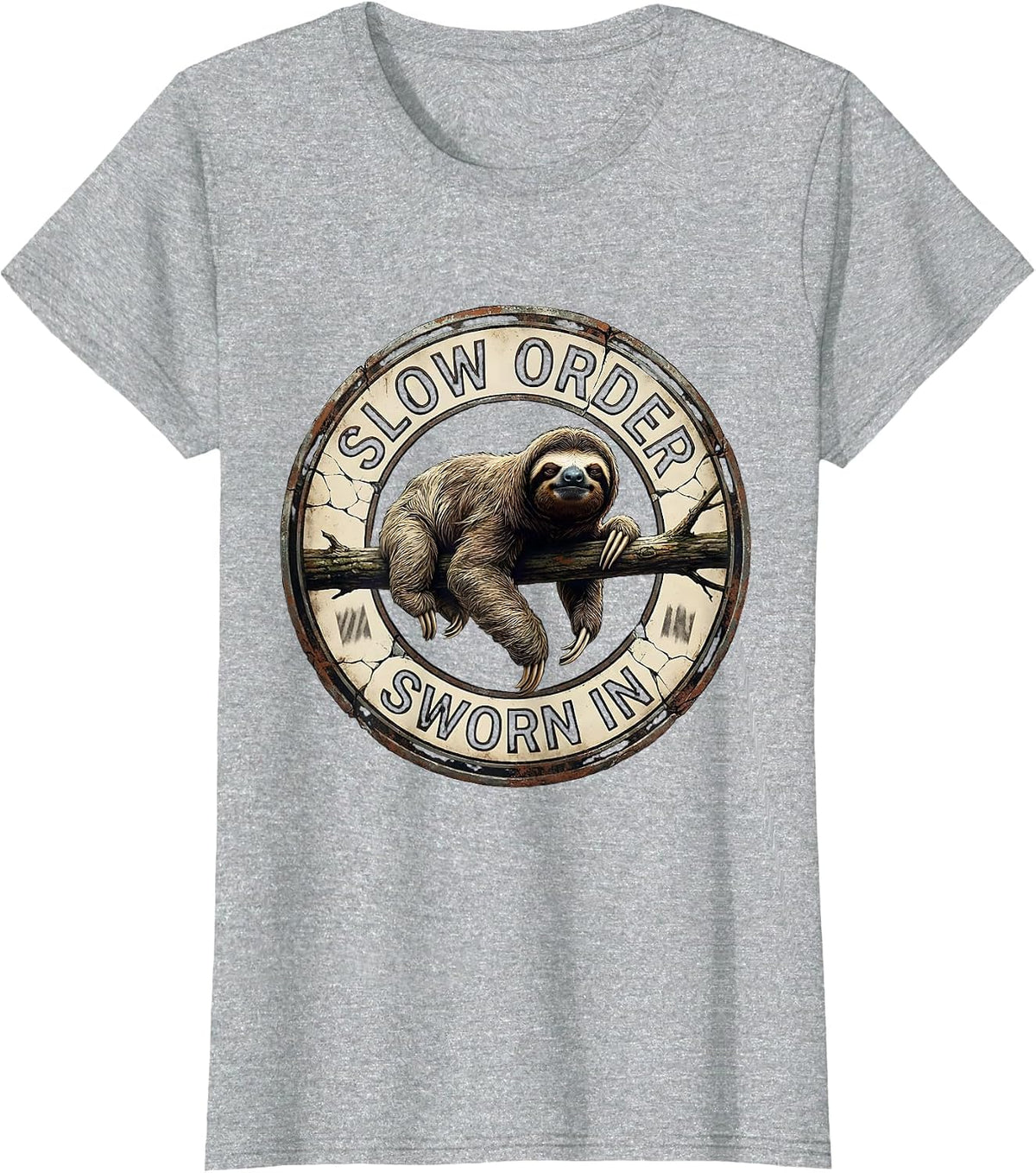 Slow Order, Sworn In Funny Sloth Lover Deadpan Humor T-Shirt - Heather Grey