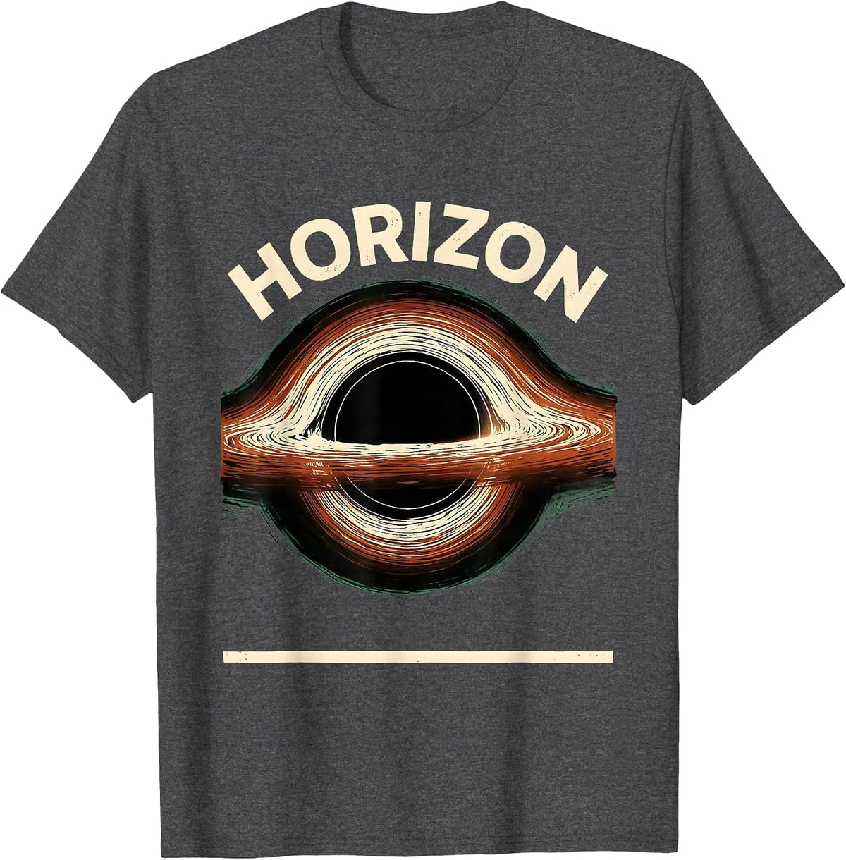 Men's Horizon Linocut Black Hole Astrophysics Science Student T-Shirt - Dark Heather Grey