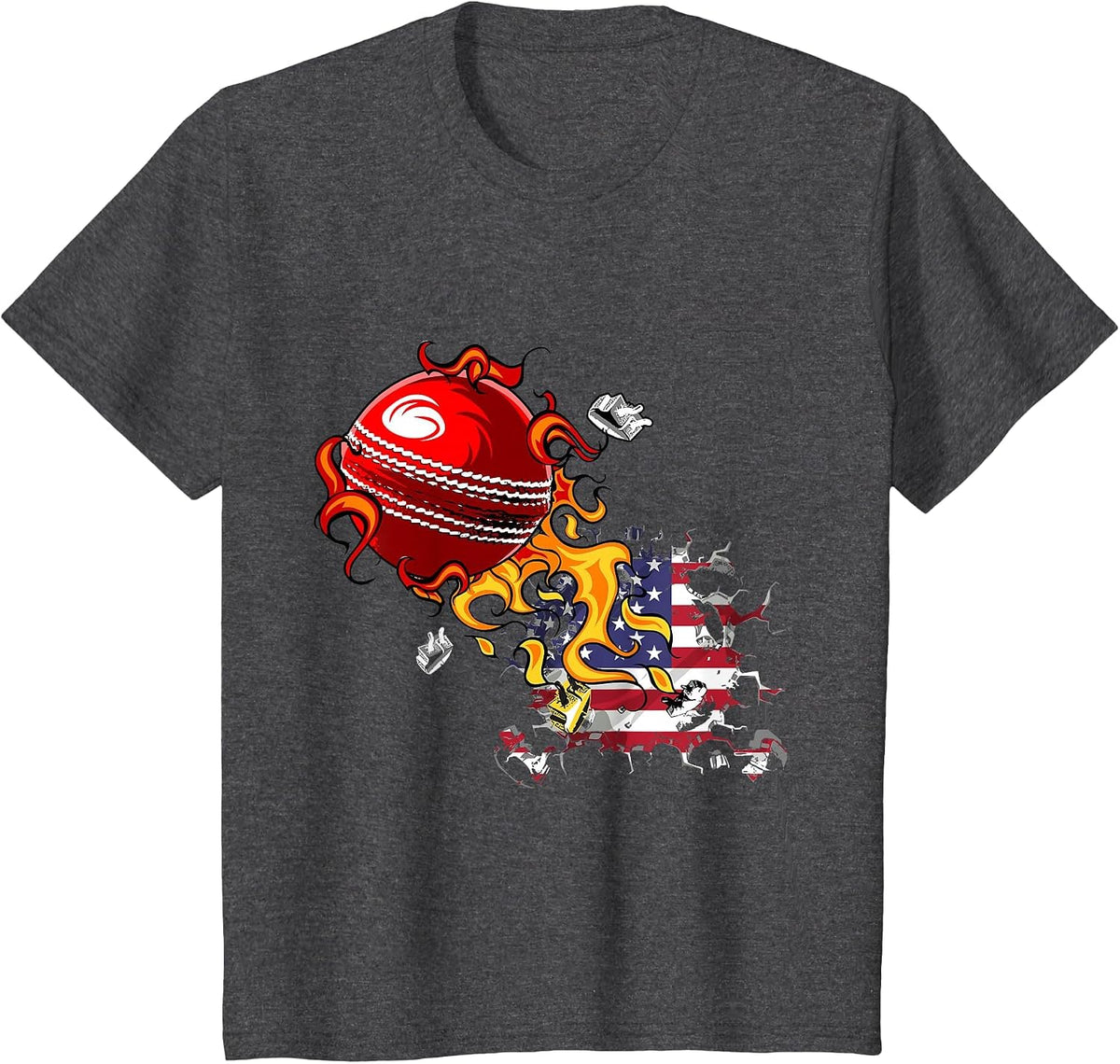 USA Cricket T-Shirt - Dark Heather Grey
