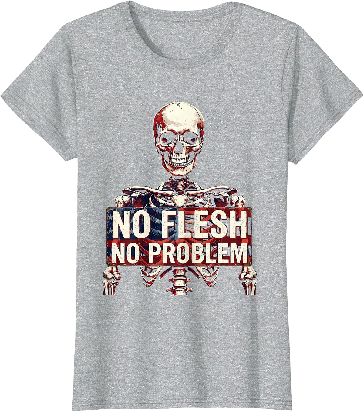 No Flesh No Problem Vegan Lifestyle Design T-Shirt - Heather Grey