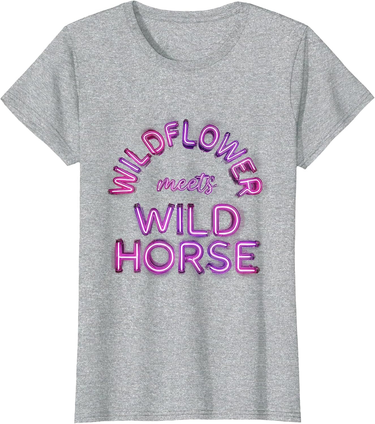 Wildflower Meets Wild Horse Cowgirl Design T-Shirt - Heather Grey