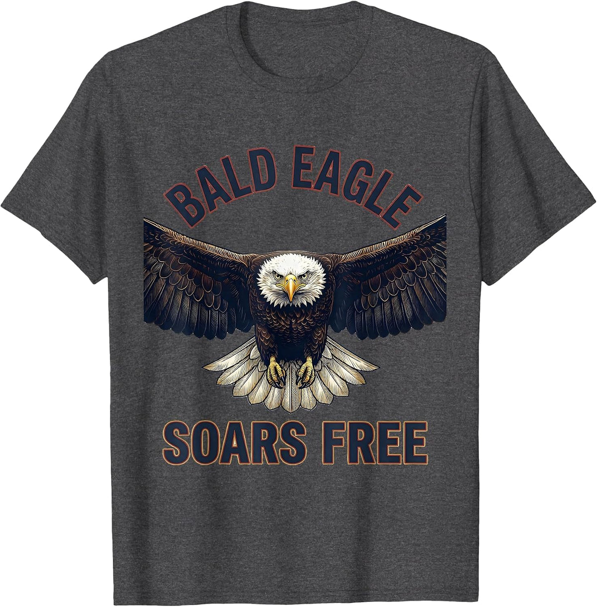 Men's Bald Eagle Soars Free Patriotic Wildlife Emblem Bird Lover T-Shirt - Dark Heather Grey