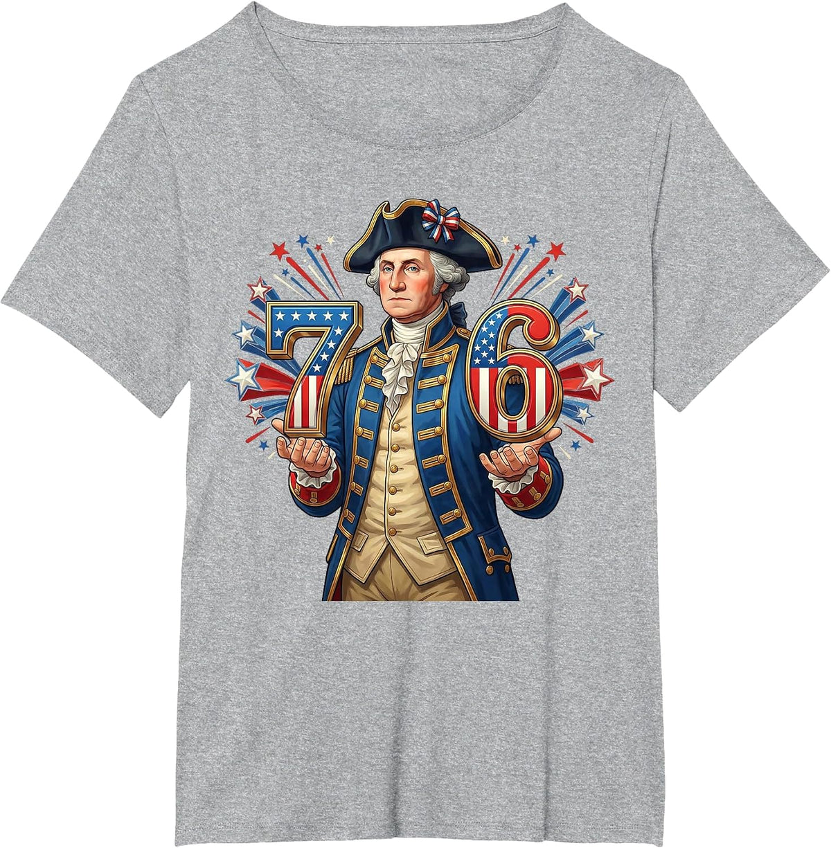 6-7 7-6 George Washington Seven Six Funny 1776 4th of July T-Shirt - Heather Grey