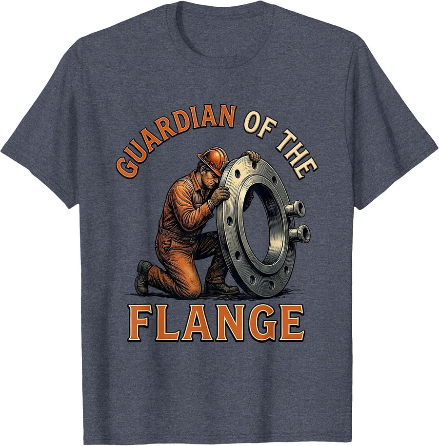 Guardian Of The Flange Funny Pipefitter Occupational Humor T-Shirt - Heather Blue