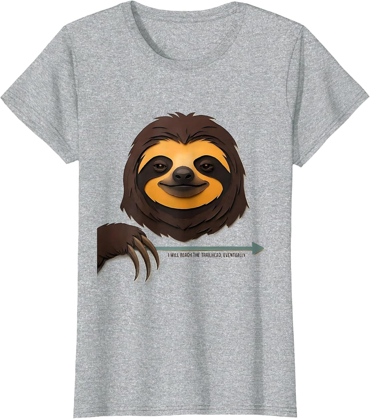 Women's I Will Reach The Trailhead Eventually Funny Sloth Lover T-Shirt - Heather Grey