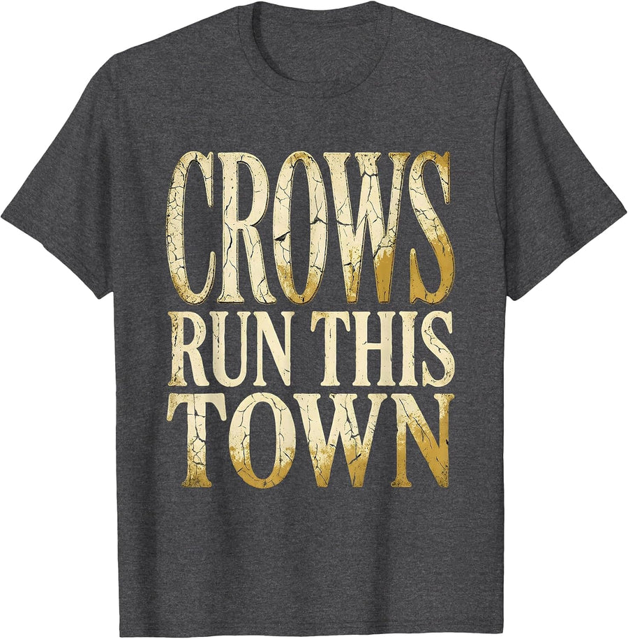 Men's Crows Run This Town Bold Crow Graphic Design T-Shirt - Dark Heather Grey