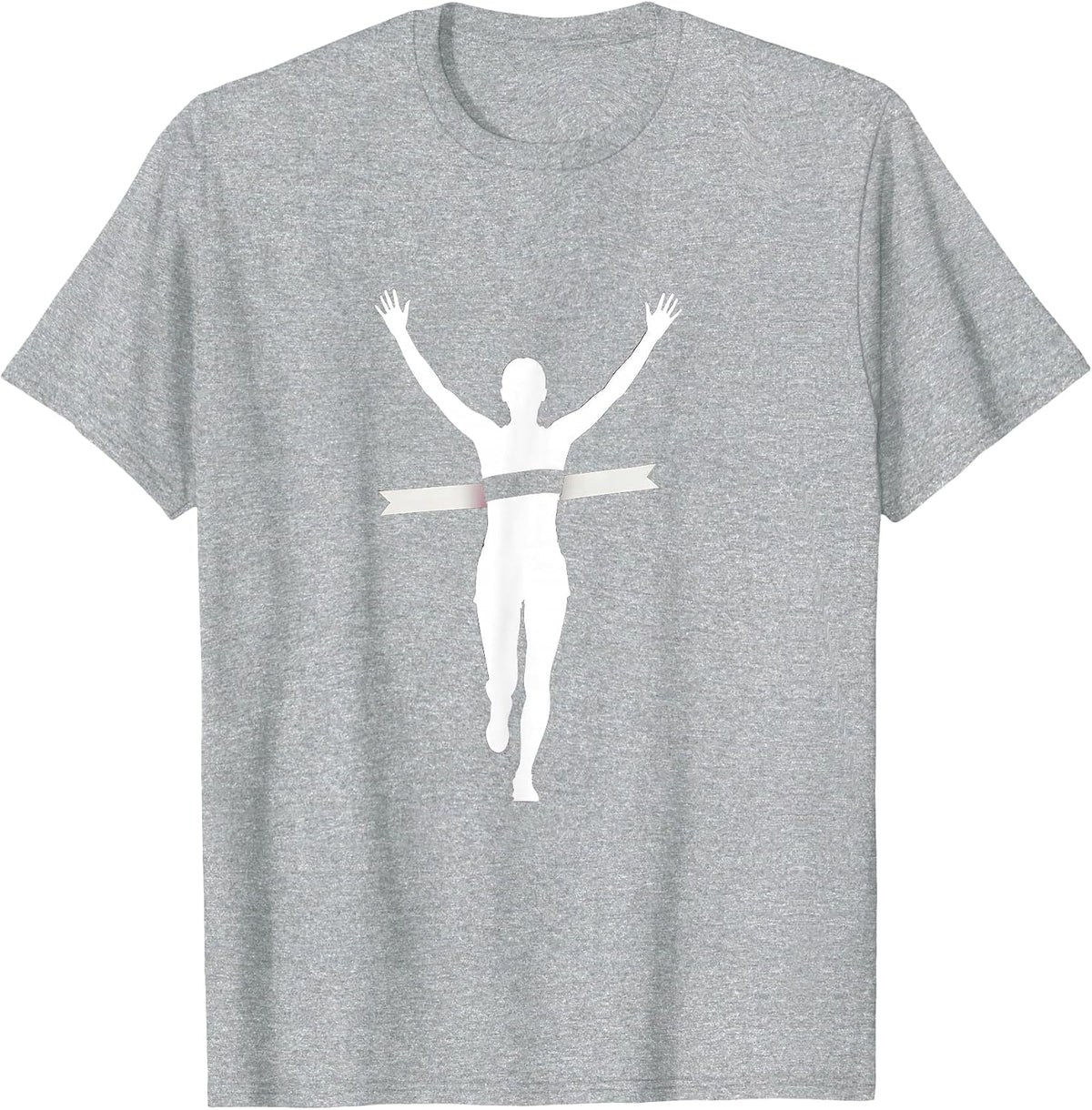 Men's Runner Crossing the Finish Line Graphic Tee T-Shirt - Heather Grey