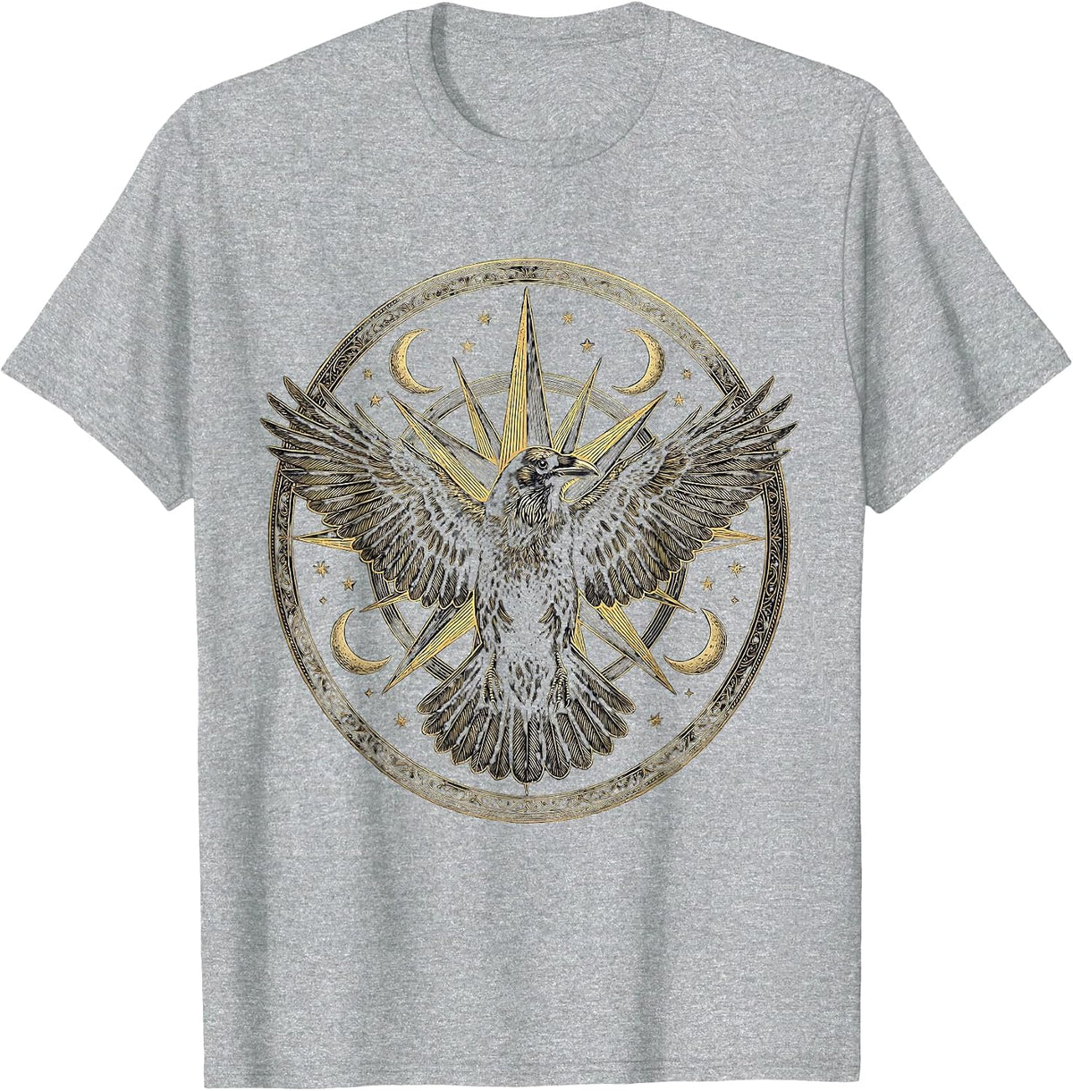 Men's Crow and Compass Rose Navigation Graphic T-Shirt - Heather Grey