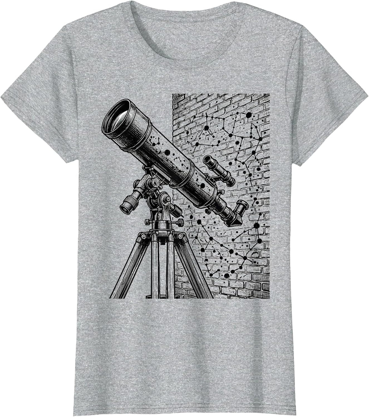 Women's White Lie Telescope Stargazer Graphic Tee T-Shirt - Heather Grey