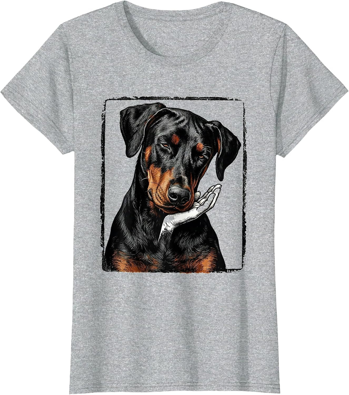Doberman Stamp Dobie Owner Pride Casual T-Shirt - Heather Grey