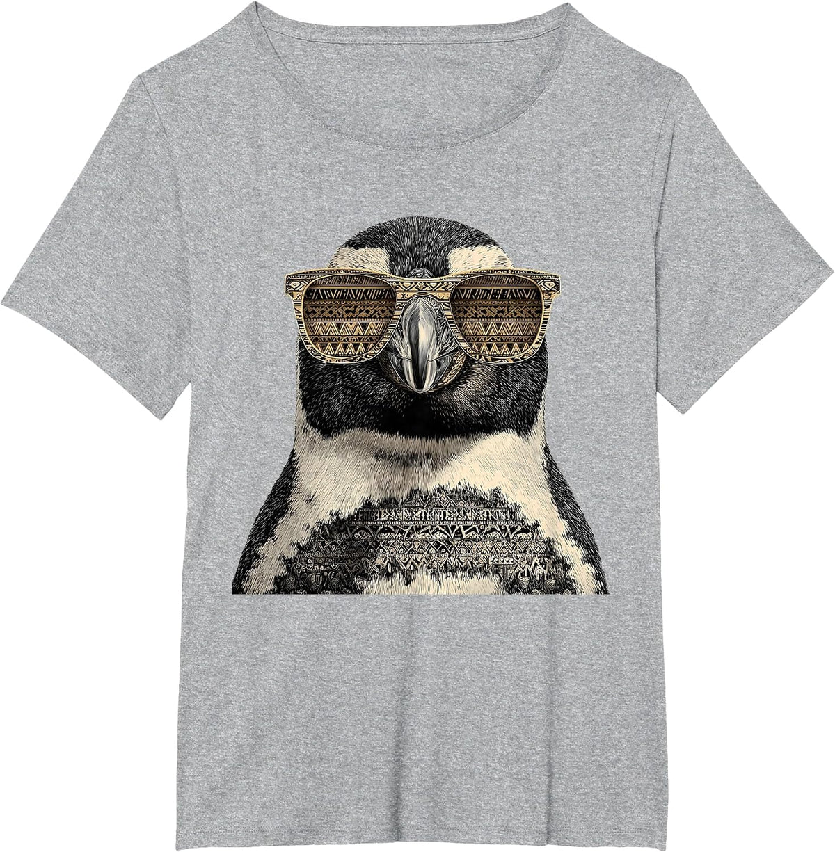 Penguin Wearing Sunglasses Motif Ocean Penguin Animal Lover T-Shirt - Heather Grey