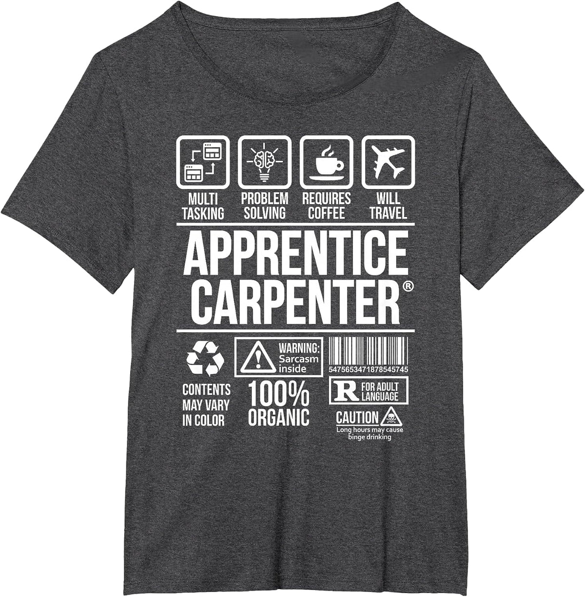 Apprentice Carpenter T-Shirt | Job Profession | #DW T-Shirt - Dark Heather Grey