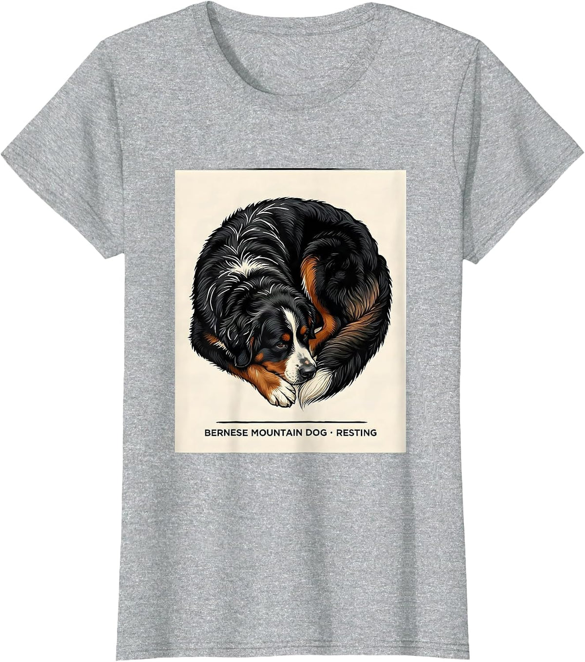 Bernese Mountain Dog Resting Vintage Naturalist Animal T-Shirt - Heather Grey
