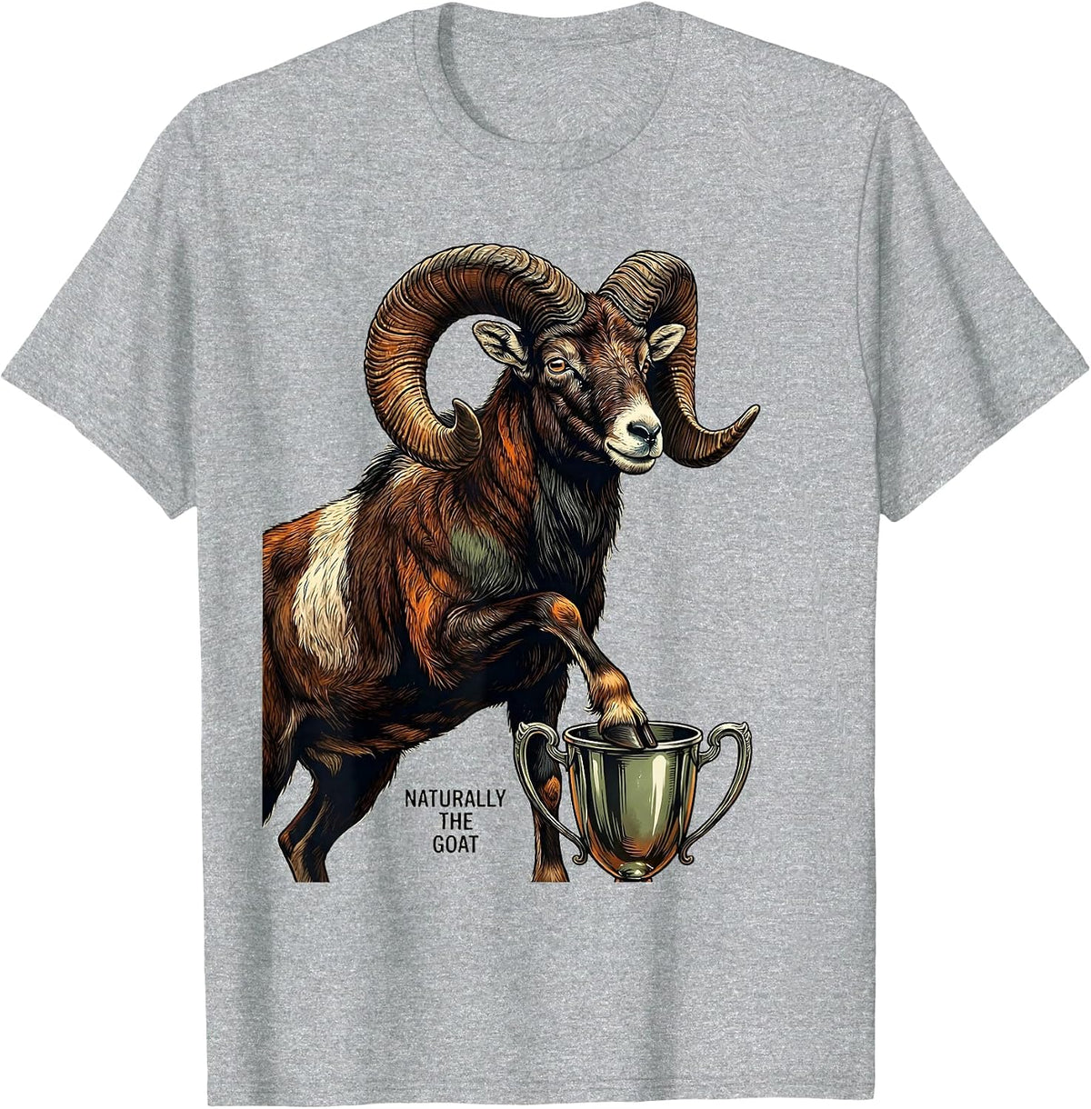 Men's Naturally The GOAT Funny Farm Animal Humor Novelty T-Shirt - Heather Grey