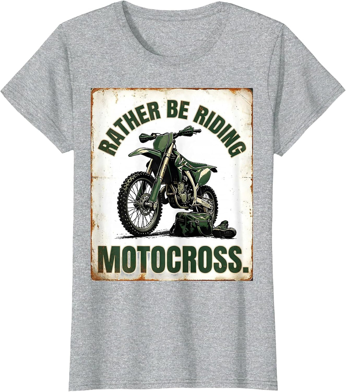 Rather Be Riding Motocross Vintage Dirt Bike Motocross Rider T-Shirt - Heather Grey