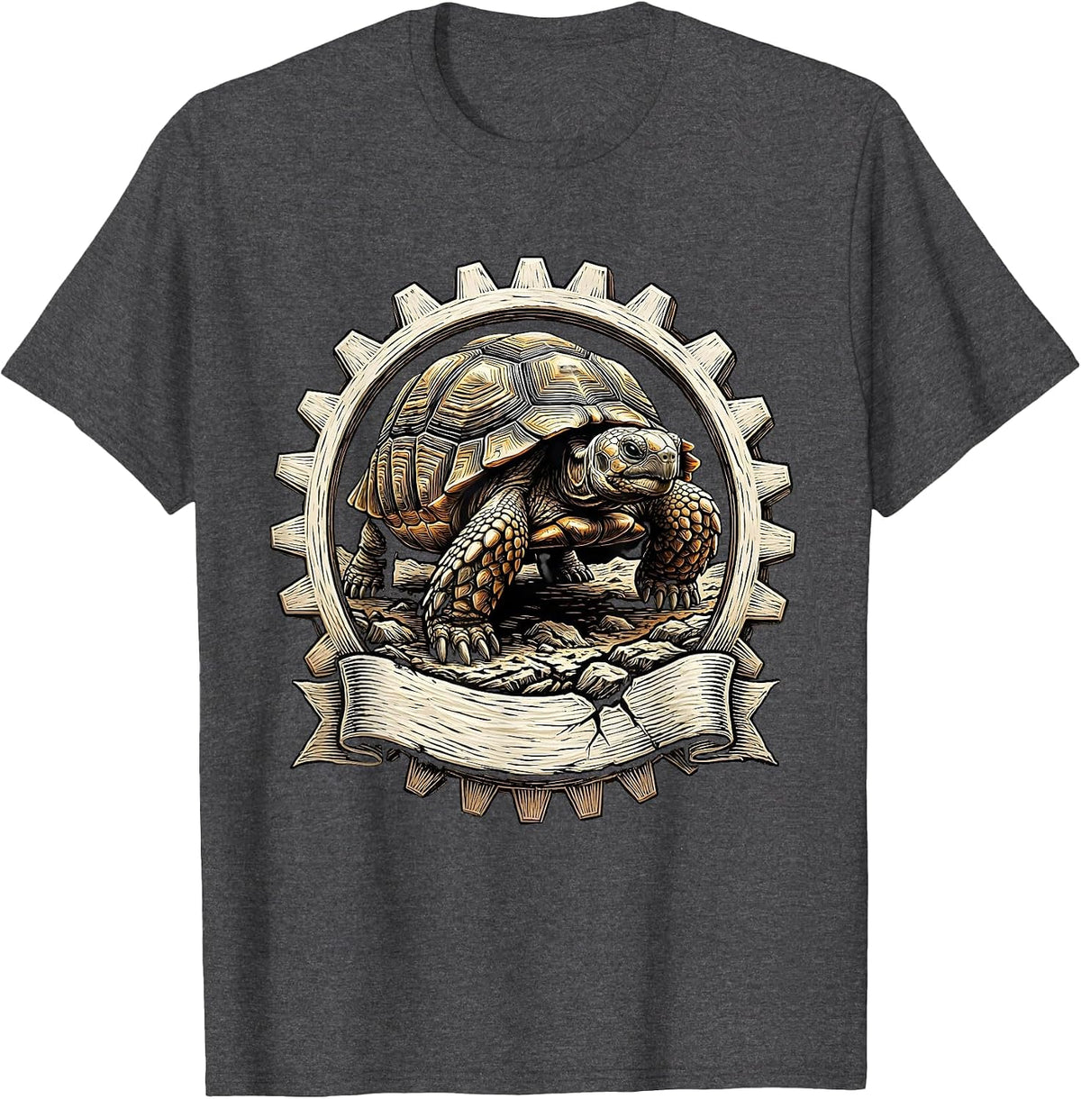 Determined Tortoise Crossing the Finish Line T-Shirt - Dark Heather Grey
