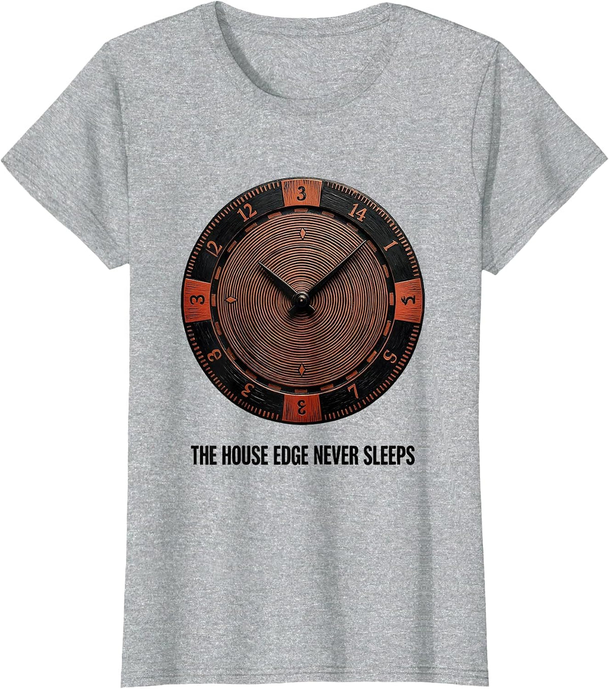 The House Edge Never Sleeps Funny Gambling Poker Player T-Shirt - Heather Grey
