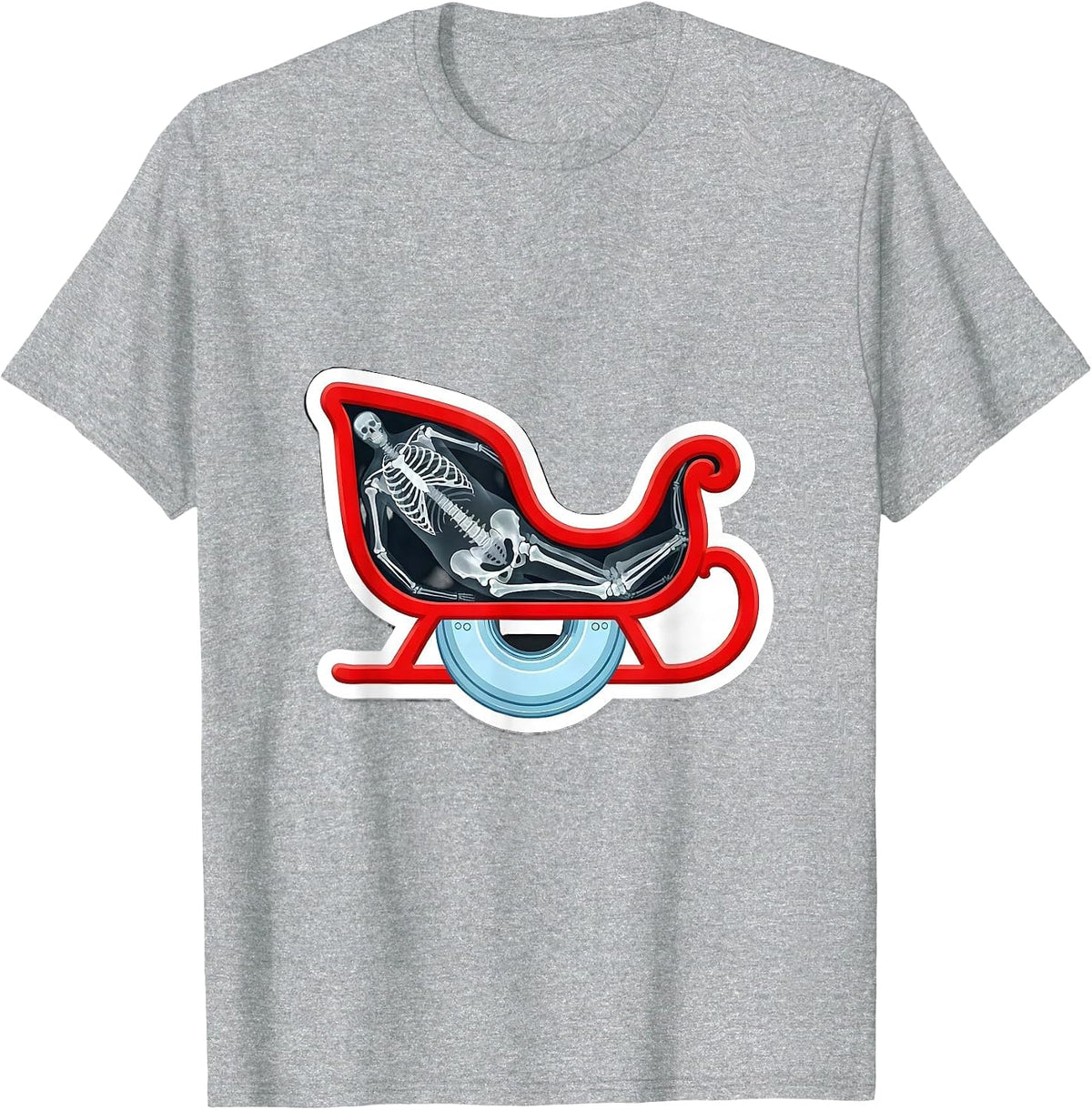 Men's Christmas Sleigh Skeletal Radiology Tech Humor T-Shirt - Heather Grey