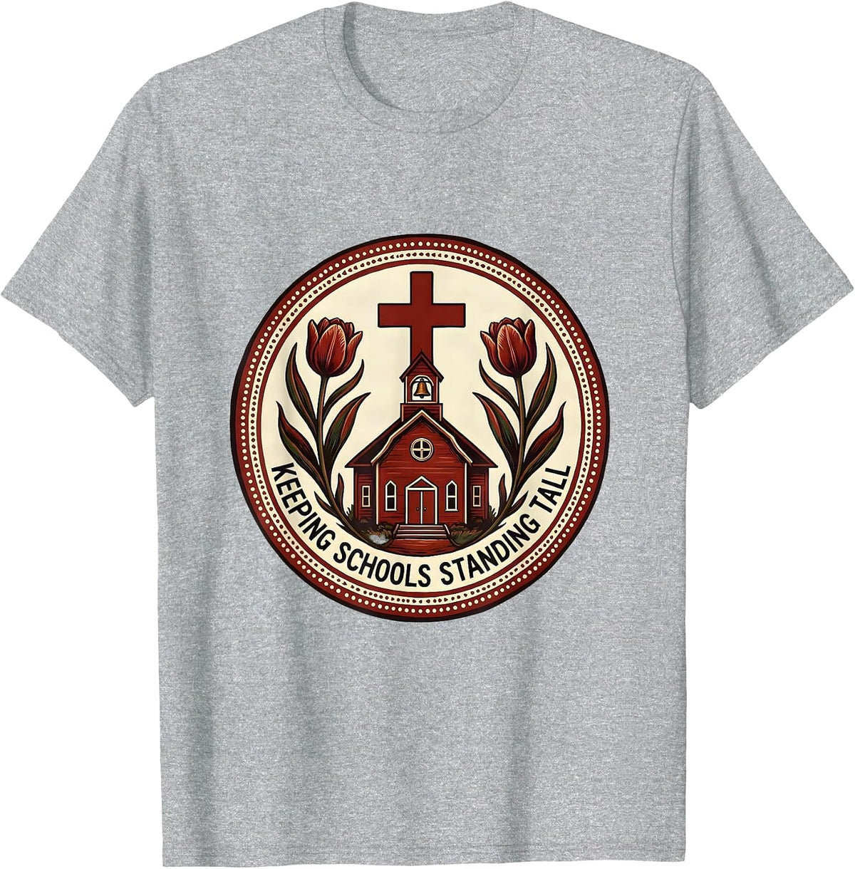 Men's Keeping Schools Standing Tall School Nurse Design T-Shirt - Heather Grey