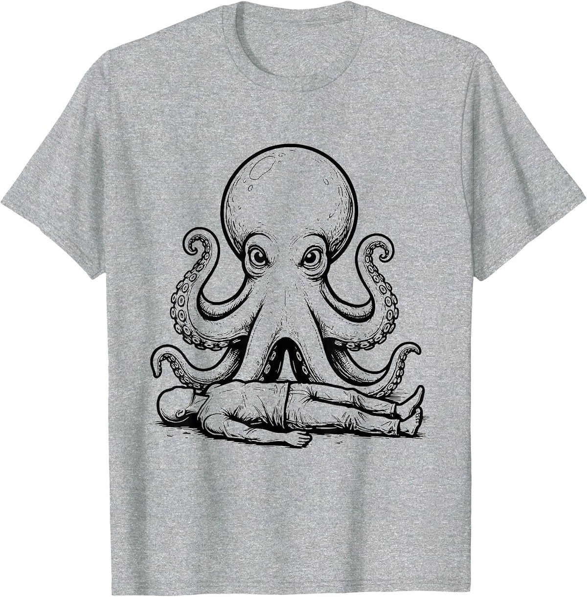 Men's Octopus Kraken Funny Animal Lover Humor T-Shirt - Heather Grey