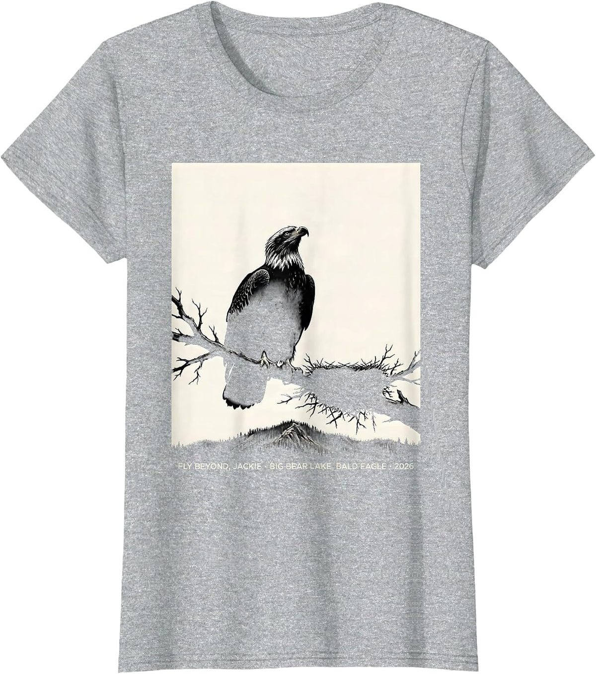 Fly Beyond, Jackie Big Bear Lake Bald Eagle Memorial T-Shirt - Heather Grey