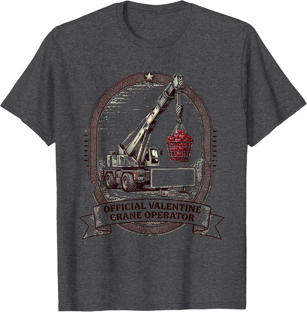 Men's Official Valentine Crane Operator Funny Toddler Boy T-Shirt - Dark Heather Grey
