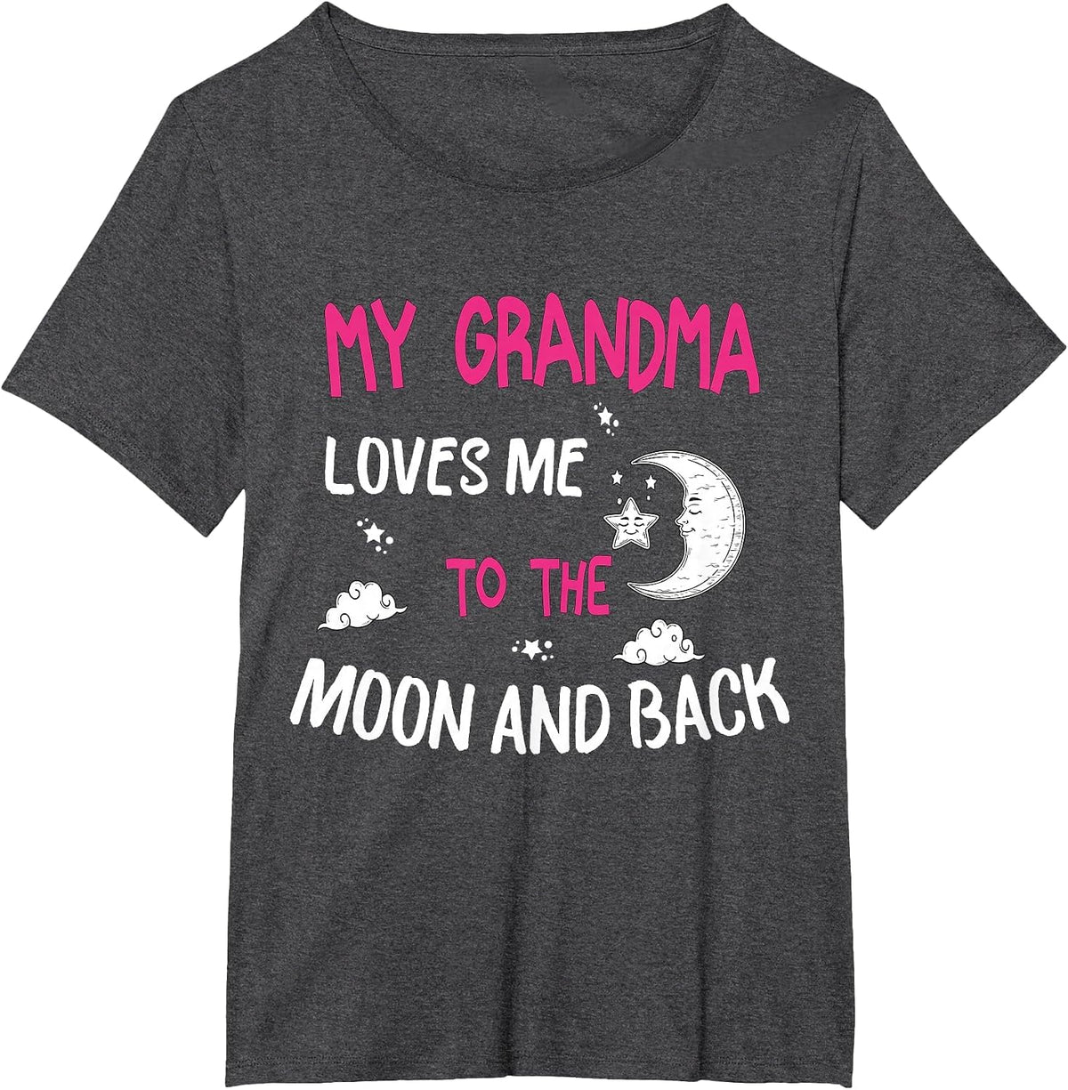 My Grandma Loves Me to The Moon and Back Kids Boys Girls T-Shirt - Dark Heather Grey