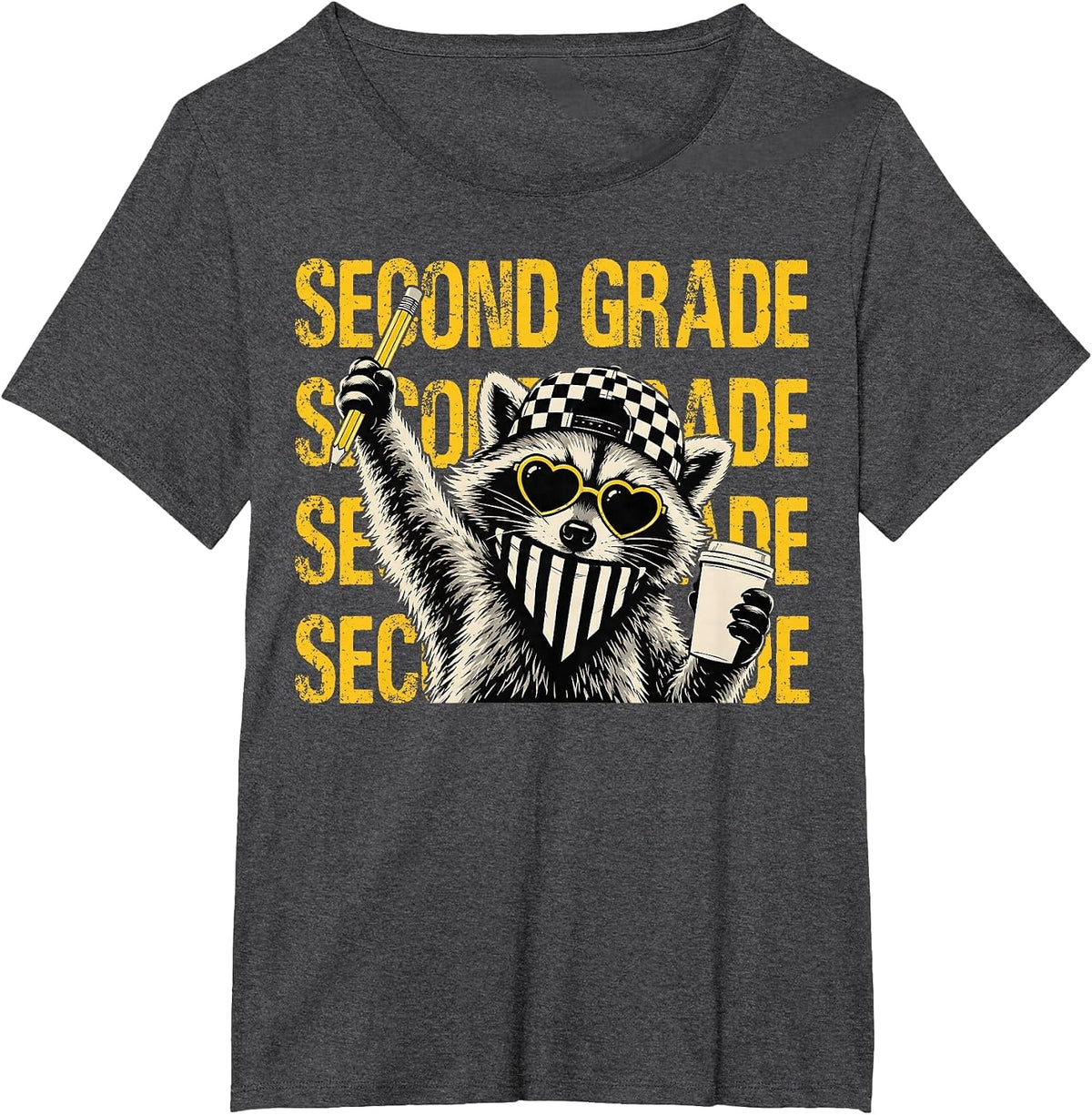 Funny Second Grade Teacher Feral Raccoon Back to School T-Shirt - Dark Heather Grey