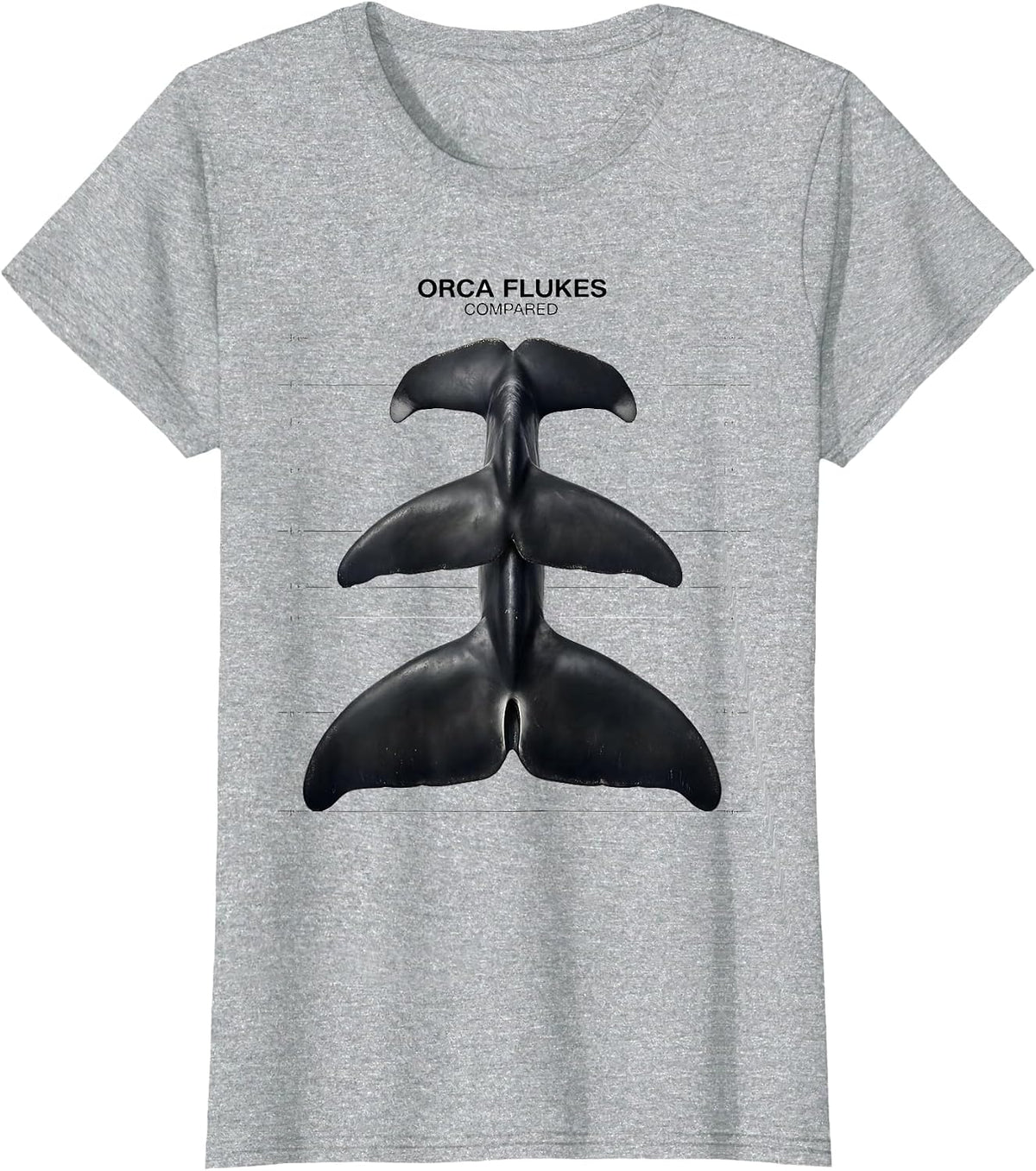 Orca Flukes Compared Funny Ocean Wildlife Marine Biology T-Shirt - Heather Grey