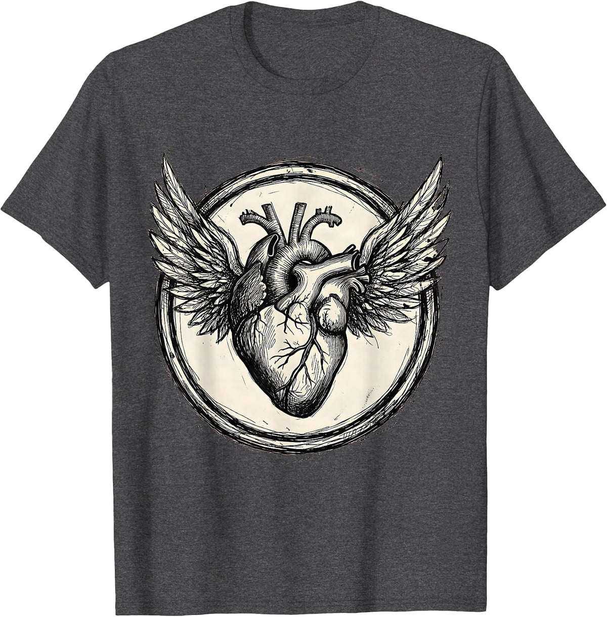 Anatomical Heart With Wings Medical Assistant Gift T-Shirt - Dark Heather Grey