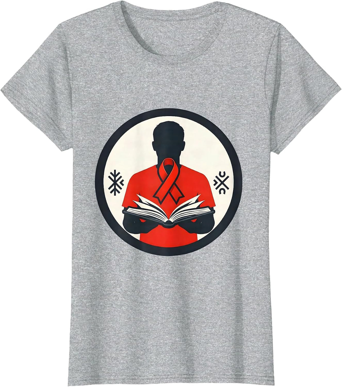 Sealed Badge Dyslexia Awareness Teacher October T-Shirt - Heather Grey