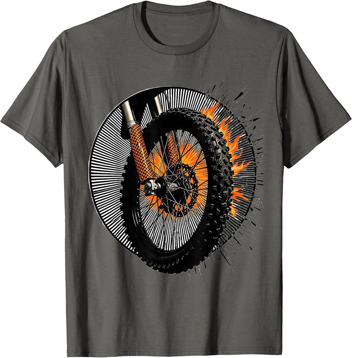 Men's Dirt Bike Wheel Moire Op Art Motocross Rider T-Shirt - Asphalt Grey