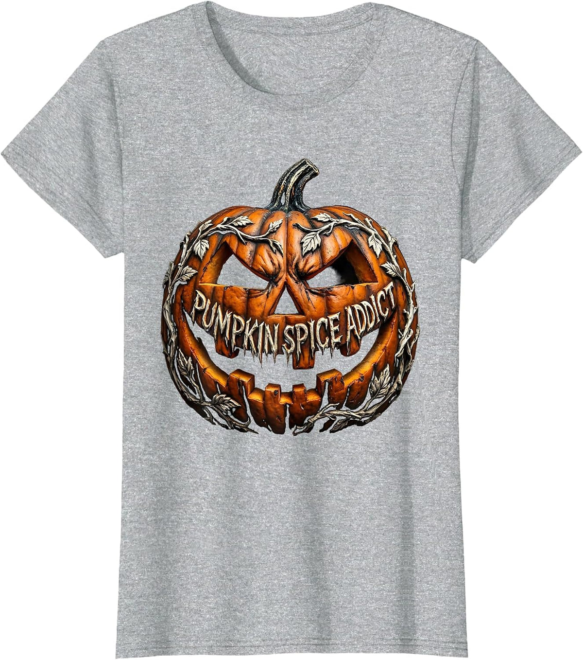 Pumpkin Spice Addict Fall Season Design T-Shirt - Heather Grey