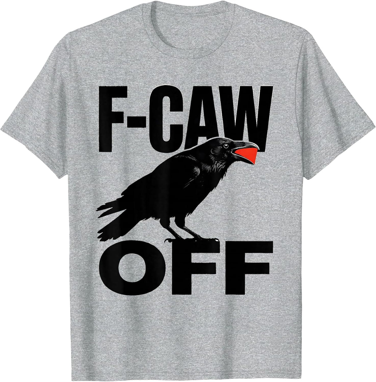 Men's F-Caw-Off Screenprint Crow Shocked Meme Humor T-Shirt - Heather Grey