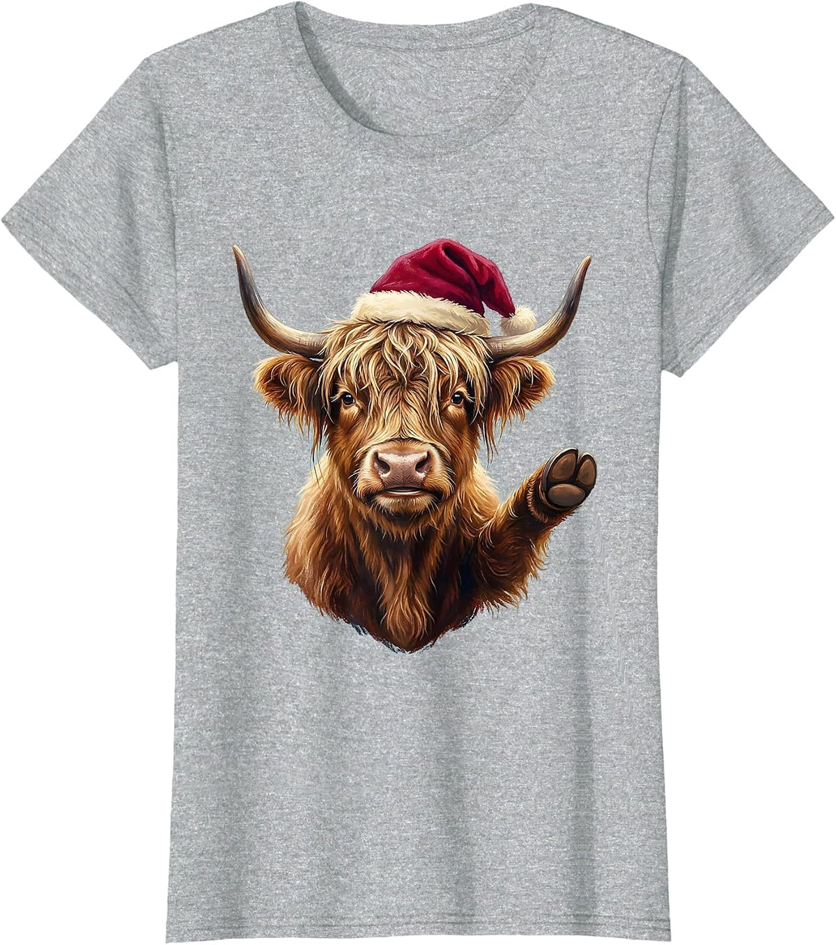 Storybook Highland Cow Highland Cow Christmas Holiday Humor T-Shirt - Heather Grey