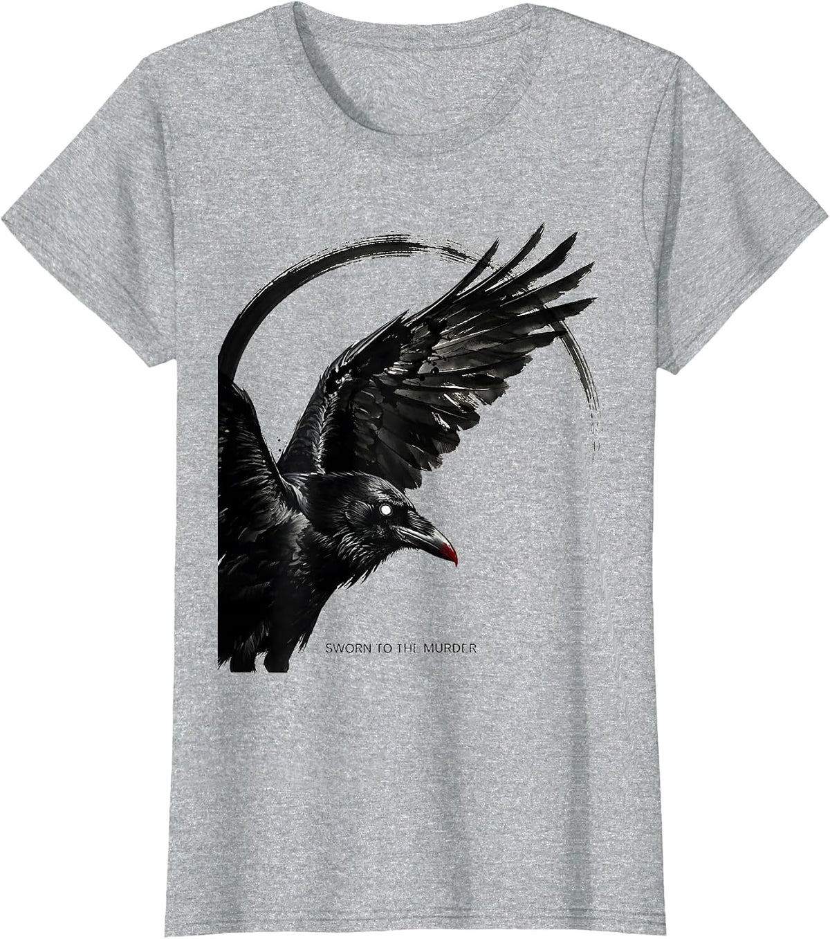 Women's Sworn To The Murder Dark Humor Crow Lover Ornithology Pun T-Shirt - Heather Grey