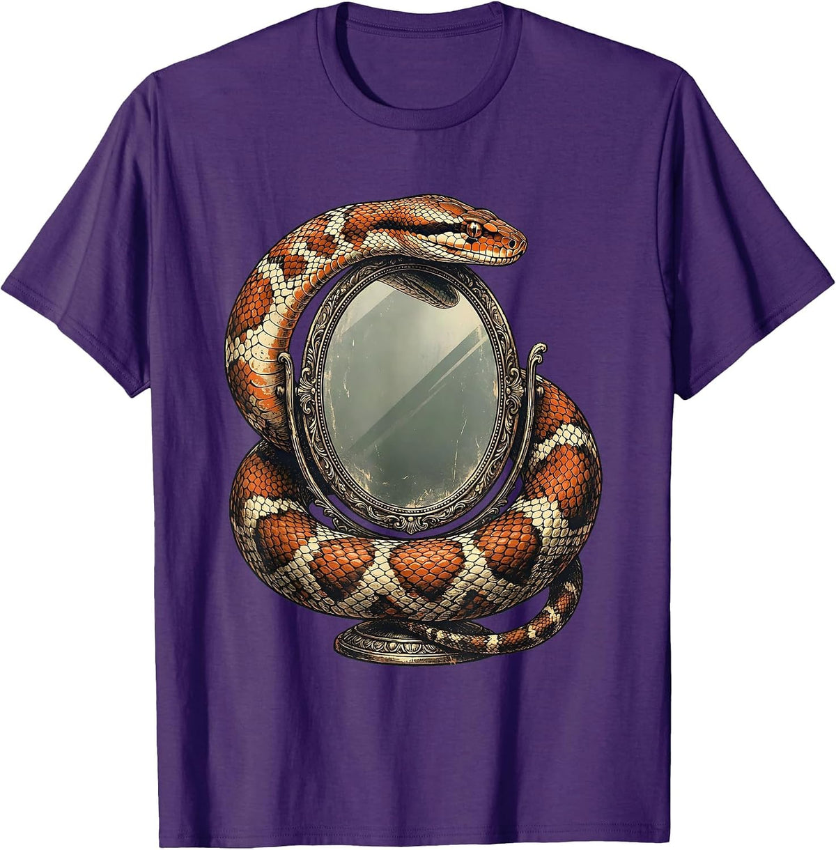 Men's Feminist Snake and Hand Mirror Graphic Tee T-Shirt - Purple