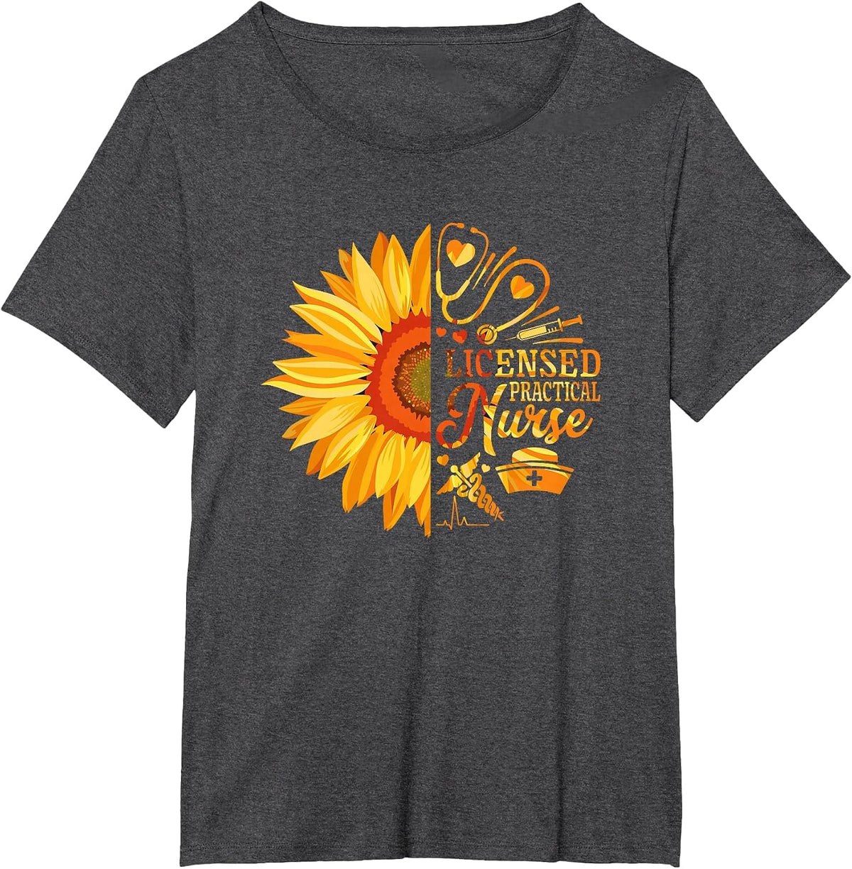 Sunflower Licensed Practical Nurse Medical Nursing LPN T-Shirt - Dark Heather Grey