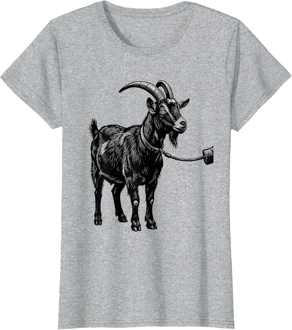 Goat Profile Linocut Farm Animal Humor T-Shirt - Heather Grey