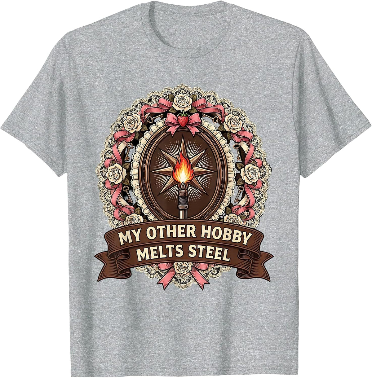 Men's My Other Hobby Melts Steel Welder Design T-Shirt - Heather Grey