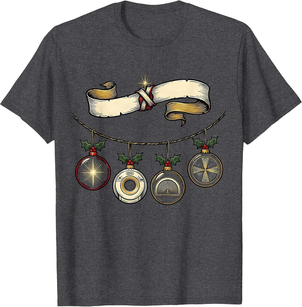 Radiology Ornaments Christmas Garlands Xray Tech Humor T-Shirt - Dark Heather Grey
